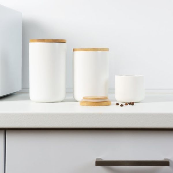 Ємність для зберігання МВМ MY HOME 1000 мл Біла з деревом KP-13 L WHITE/WOOD KP-13 L WHITE/WOOD фото