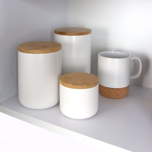 Ємність для зберігання МВМ MY HOME 1000 мл Біла з деревом KP-13 L WHITE/WOOD KP-13 L WHITE/WOOD фото