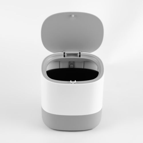 ВІДРО ДЛЯ СМІТТЯ НАСТІЛЬНЕ З КРИШКОЮ 1,5 Л. BIN-21 1,5L WHITE/GRAY BIN-21 1,5L WHITE/GRAY фото