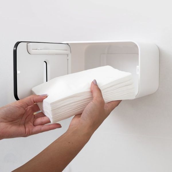 Тримач для туалетного паперу клейкий пластиковий біло-чорний BP-15 WHITE/BLACK фото