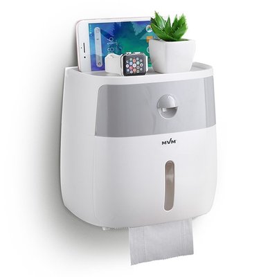 Тримач для туалетного паперу - клейкий пластиковий біло-сірий BP-16 WHITE/GRAY фото